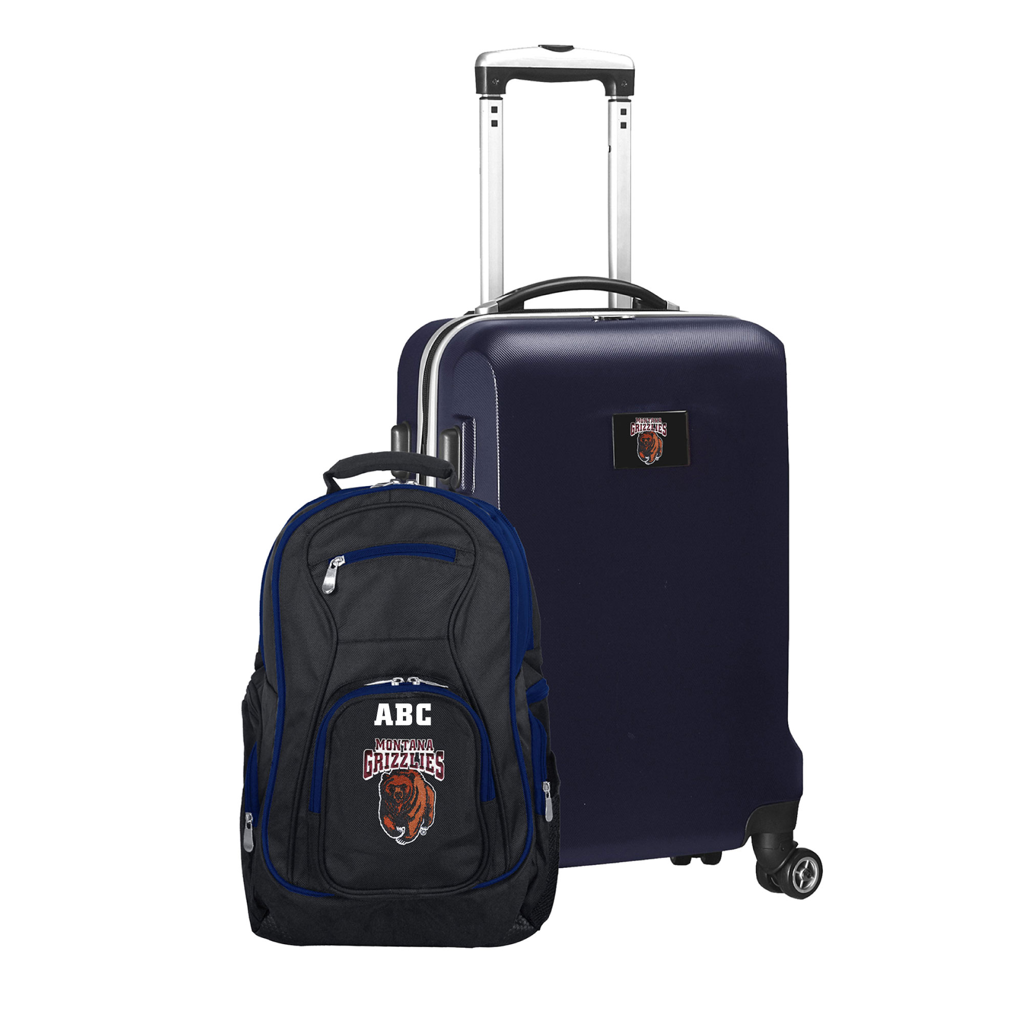 MOJO Navy Montana Grizzlies Personalized Deluxe 2-Piece Backpack & Carry-On Set