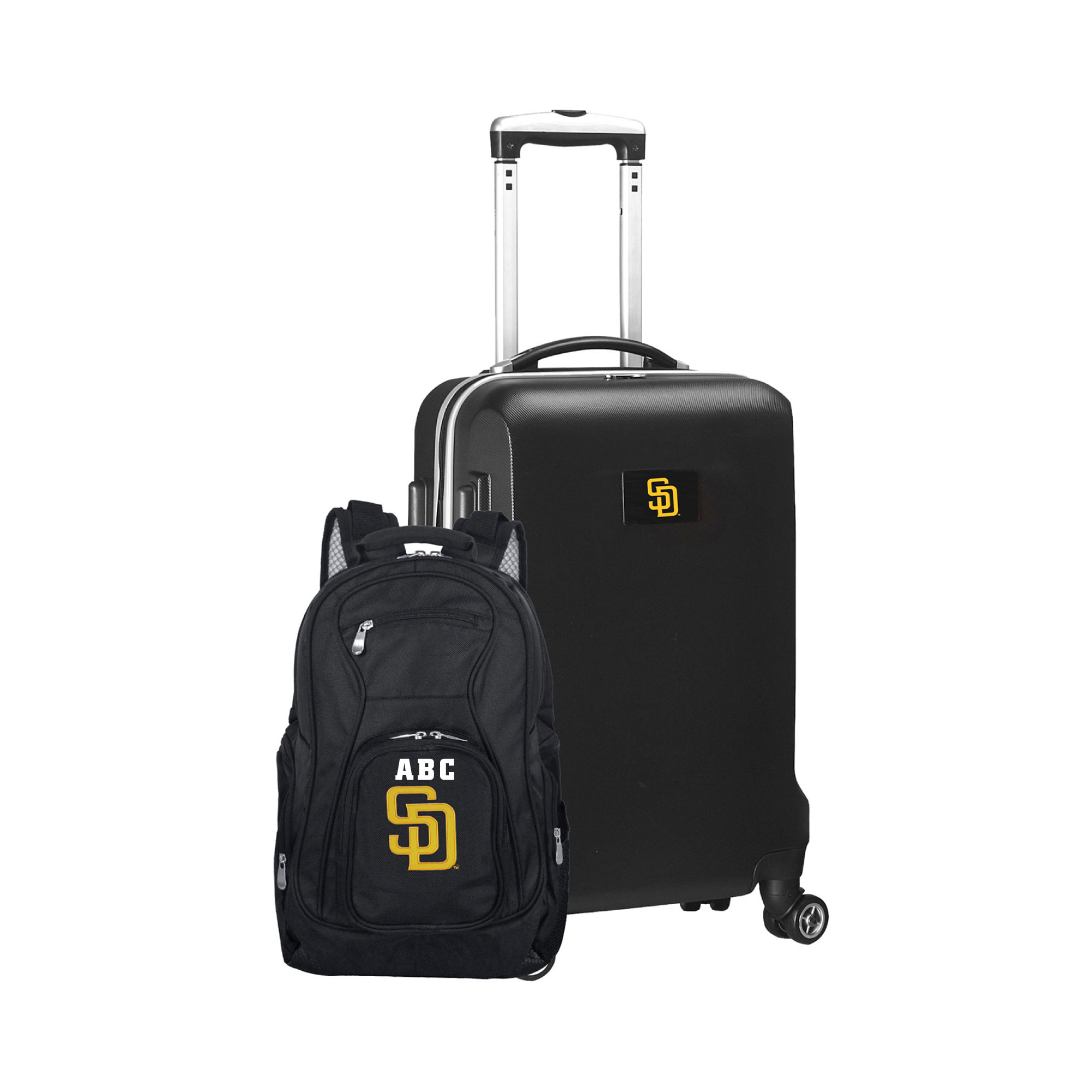 MOJO Black San Diego Padres Personalized Deluxe 2-Piece Backpack & Carry-On Set
