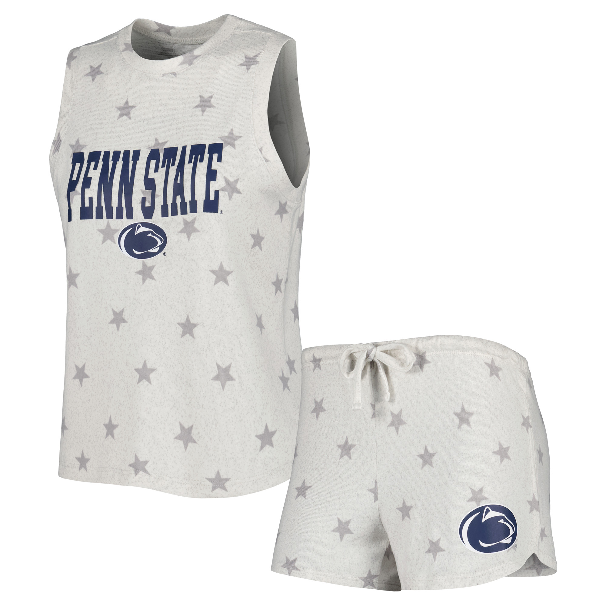 Women's Concepts Sport Cream Penn State Nittany Lions Agenda Stars Tank Top and Shorts Sleep Set - Image 2