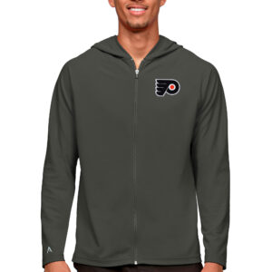 Men's Antigua Charcoal Philadelphia Flyers Logo Legacy Full-Zip Hoodie