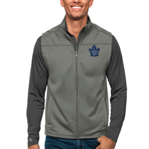 Men's Antigua Steel Toronto Maple Leafs Links Full-Zip Golf Vest