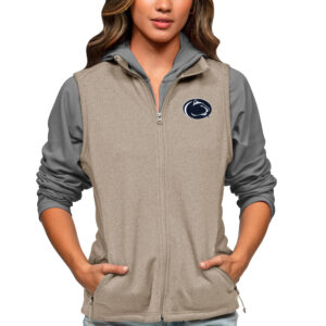 Women's Antigua Oatmeal Penn State Nittany Lions Course Full-Zip Vest