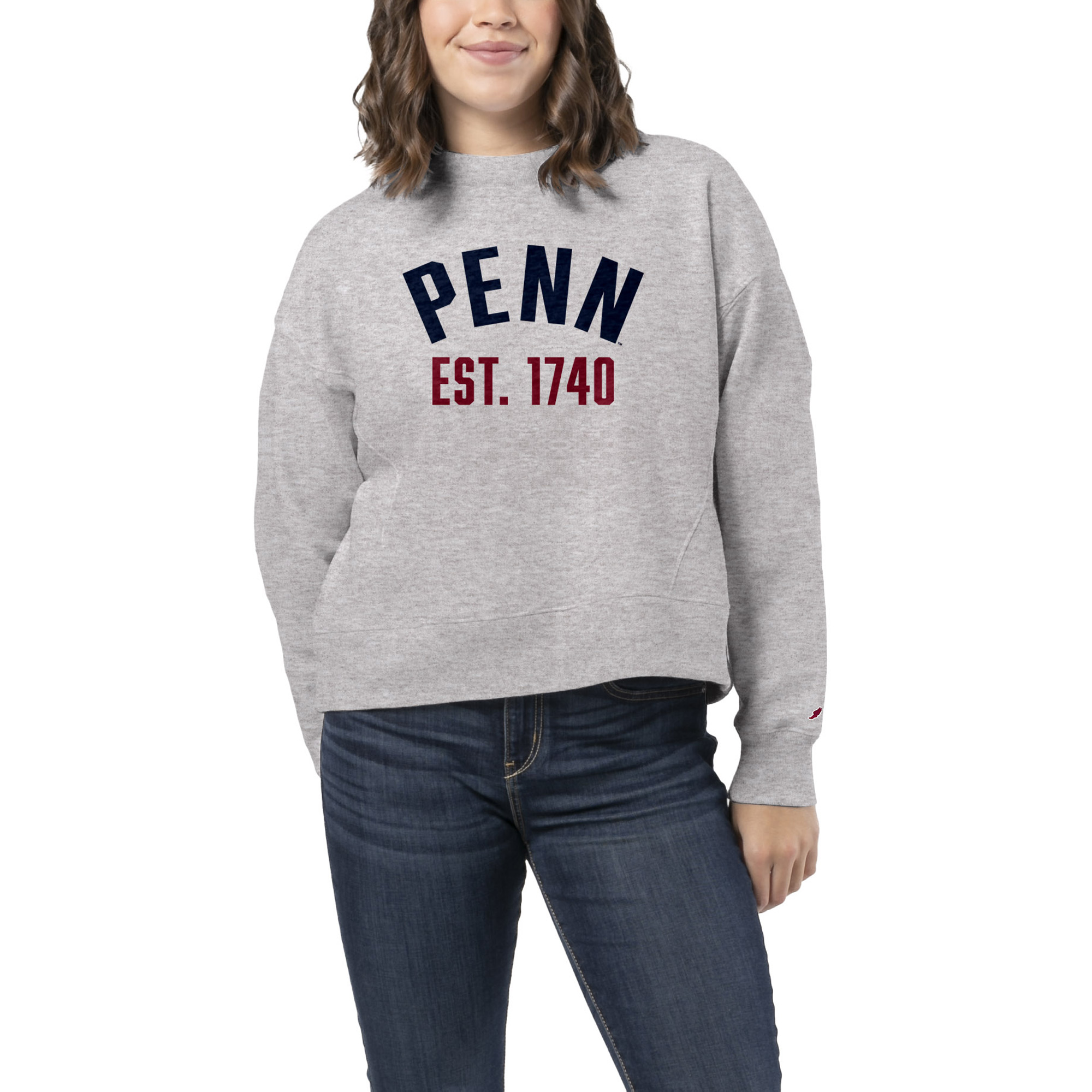 Women's League Collegiate Wear Heather Gray Pennsylvania Quakers 1636 Boxy Sweatshirt