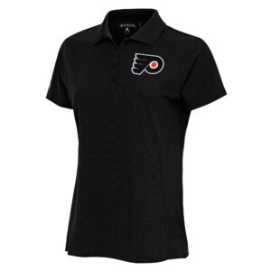 Women's Antigua Black Philadelphia Flyers Team Logo Legacy Pique Polo