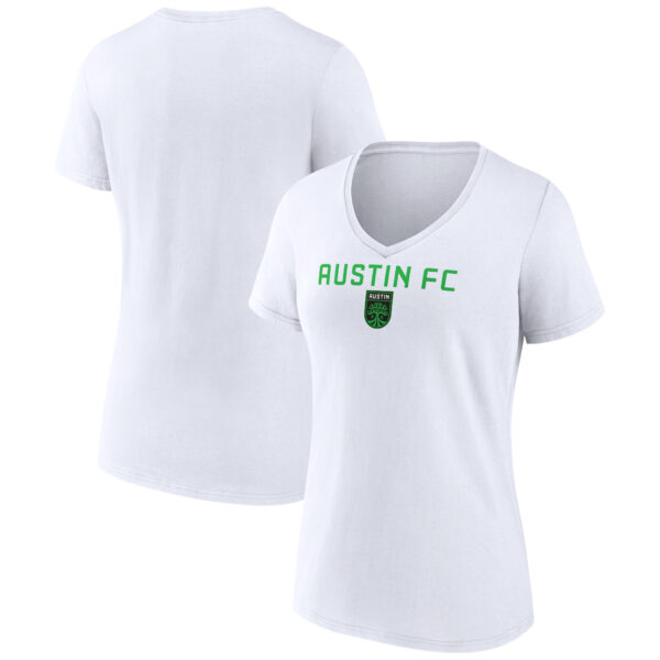 Women's White Austin FC Victory Arch Logo V-Neck T-Shirt
