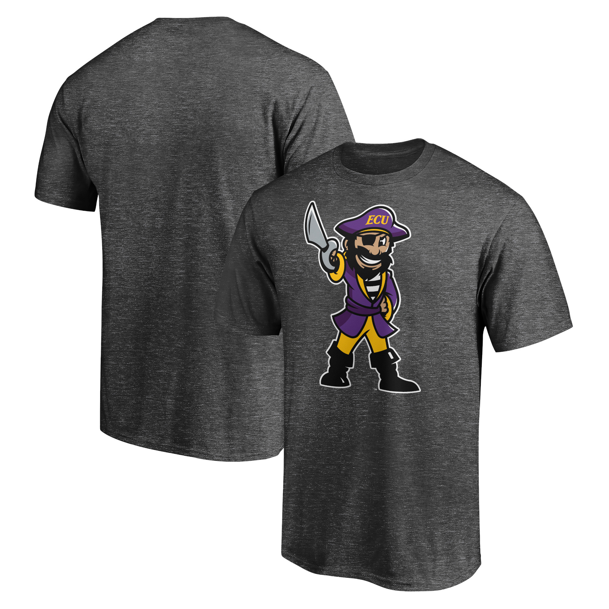 Men's Charcoal ECU Pirates Pee Dee Mark T-Shirt