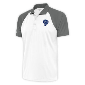 Men's Antigua White/Steel Los Angeles Rams Team Logo Throwback Nova Polo