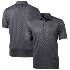 Men's Cutter & Buck Black Southern Illinois Salukis Team Logo Big & Tall Pike Banner Print Polo