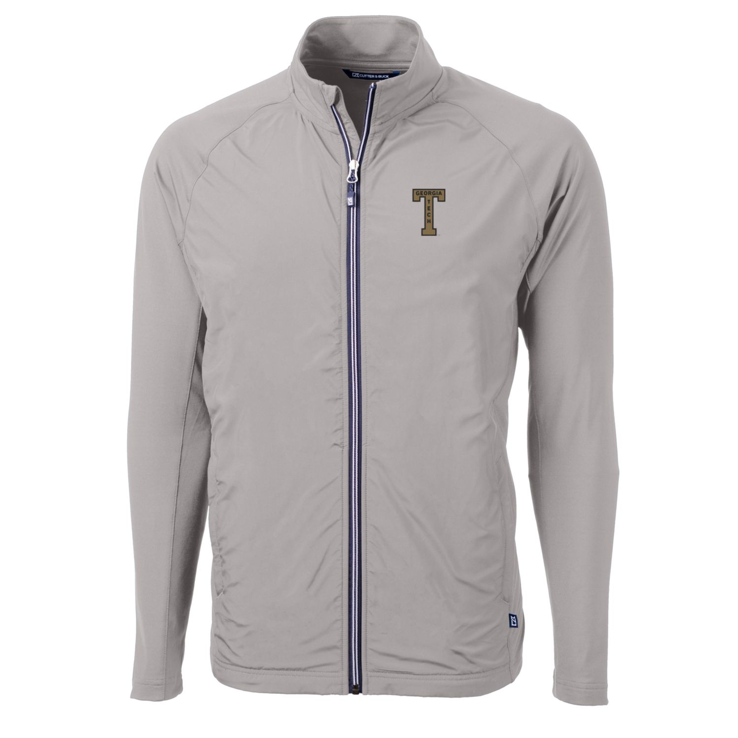 Men's Cutter & Buck Gray Georgia Tech Yellow Jackets Adapt Eco Knit Hybrid Recycled Full-Zip Jacket - Image 6