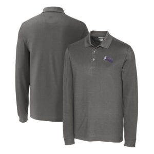 Men's Cutter & Buck Steel Stephen F Austin Lumberjacks Advantage Tri-Blend Pique Long Sleeve Polo