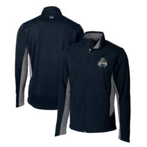 Men's Cutter & Buck Navy Utah State Aggies Navigate Softshell Full-Zip Jacket