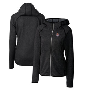 Women's Cutter & Buck Heather Charcoal LSU Tigers Mainsail Sweater-Knit Full-Zip Hoodie