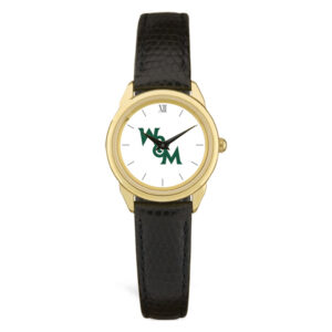 Women's Gold/Black William & Mary Tribe Medallion Leather Watch