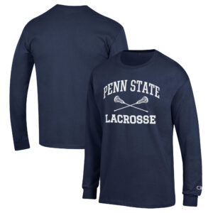 Men's Champion Navy Penn State Nittany Lions Lacrosse Icon Powerblend Long Sleeve T-Shirt