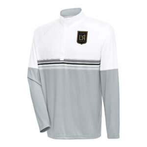 Men's Antigua White/Black LAFC Bender Quarter-Zip Pullover Top