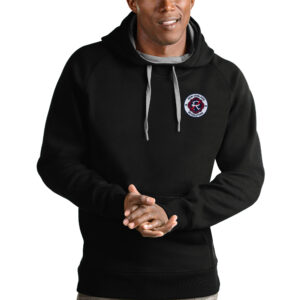 Men's Antigua Black New England Revolution Logo Victory Pullover Hoodie