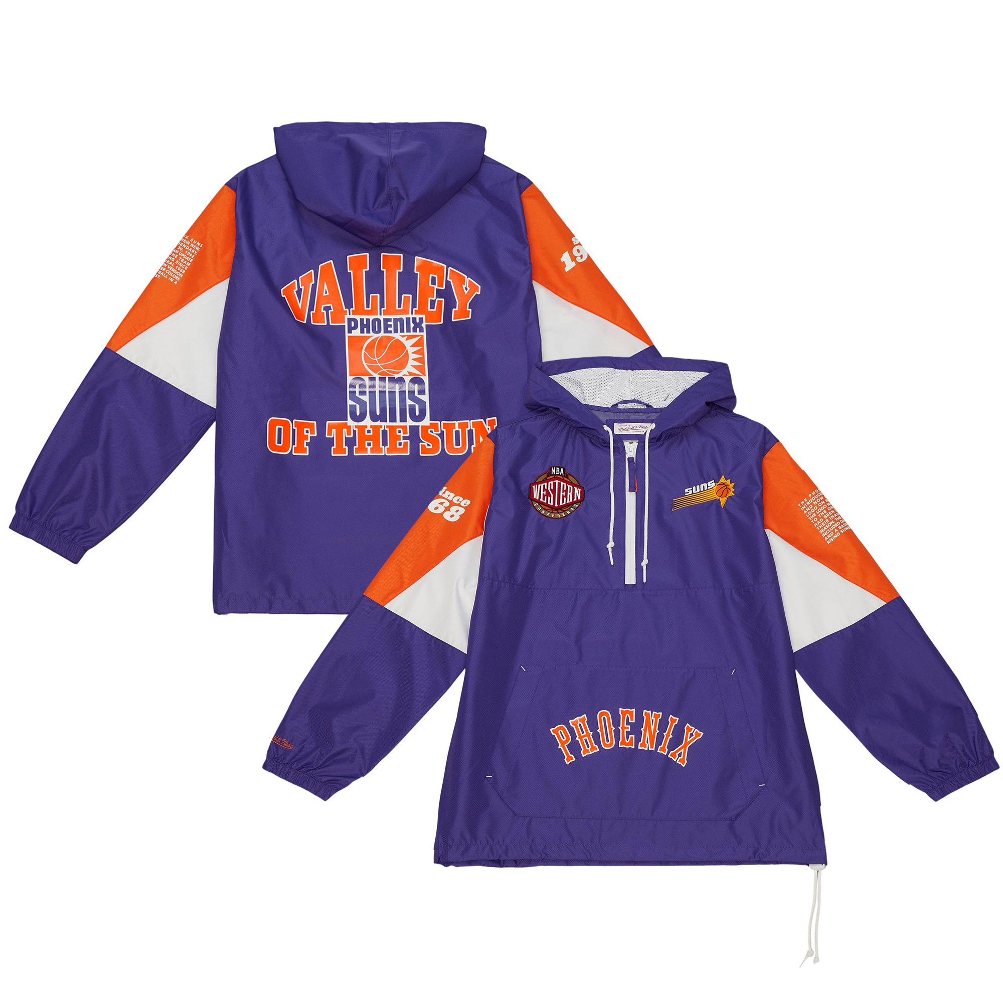Men's Mitchell & Ness Purple Phoenix Suns Team Origins Anorak Quarter-Zip Pullover Hoodie
