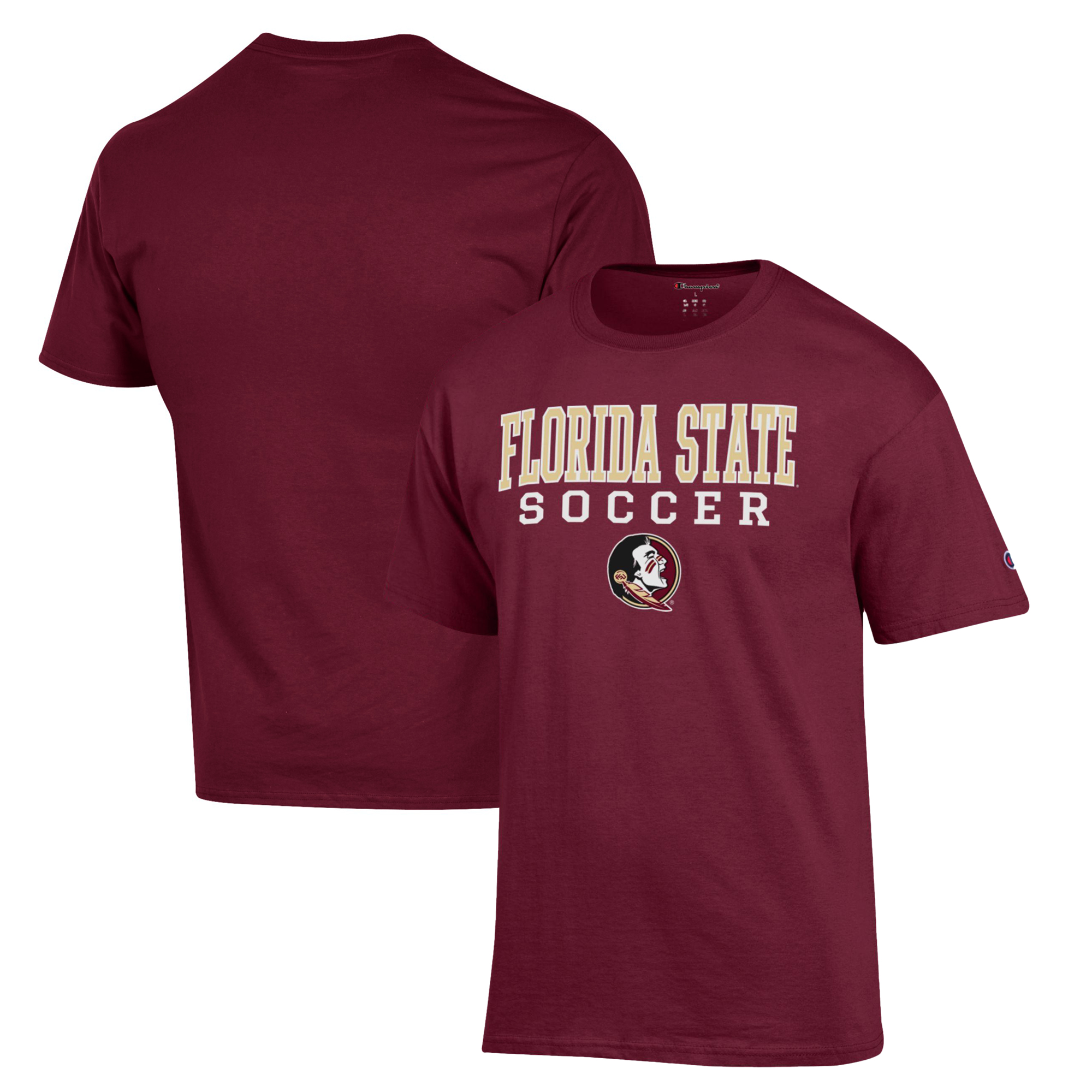 Men's Champion Garnet Florida State Seminoles Soccer Stack Logo T-Shirt