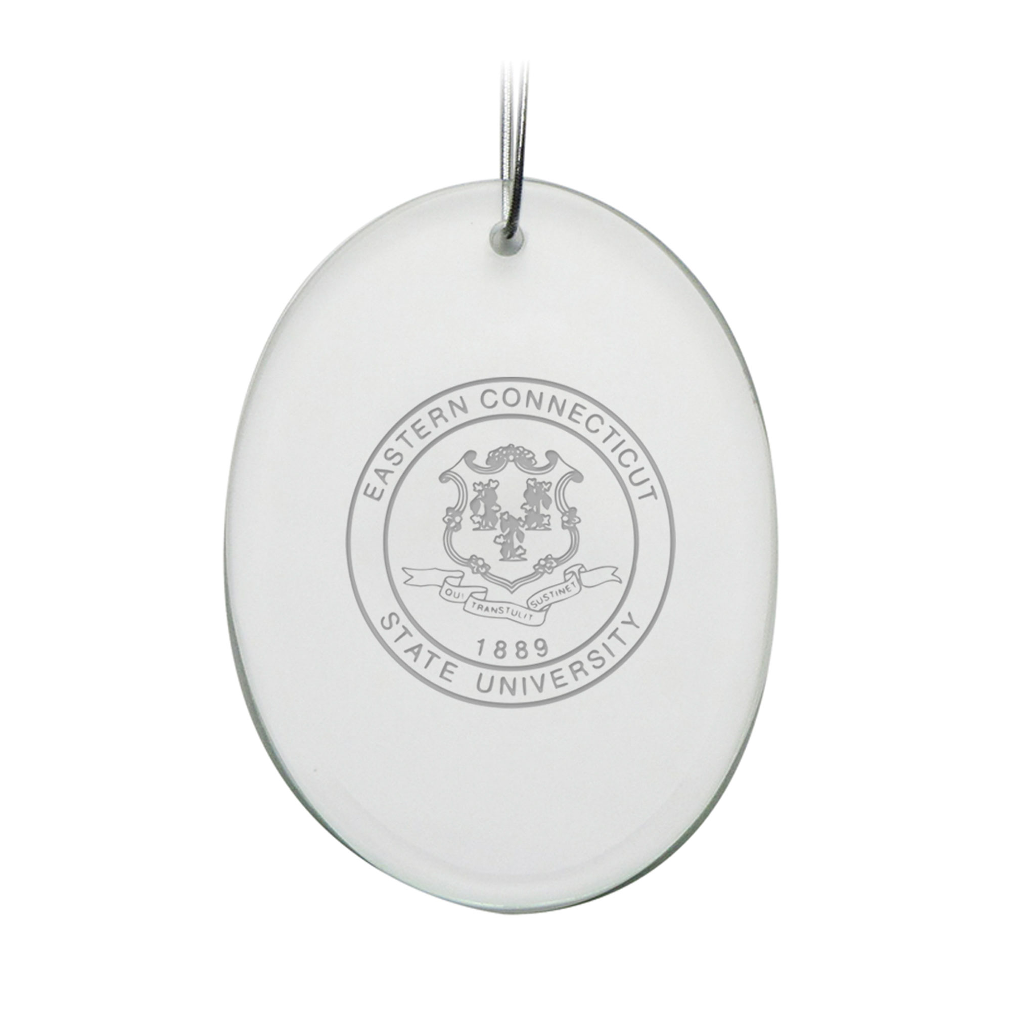 Eastern Connecticut State Warriors Team Logo 2.75'' x 3.75'' Glass Oval Ornament