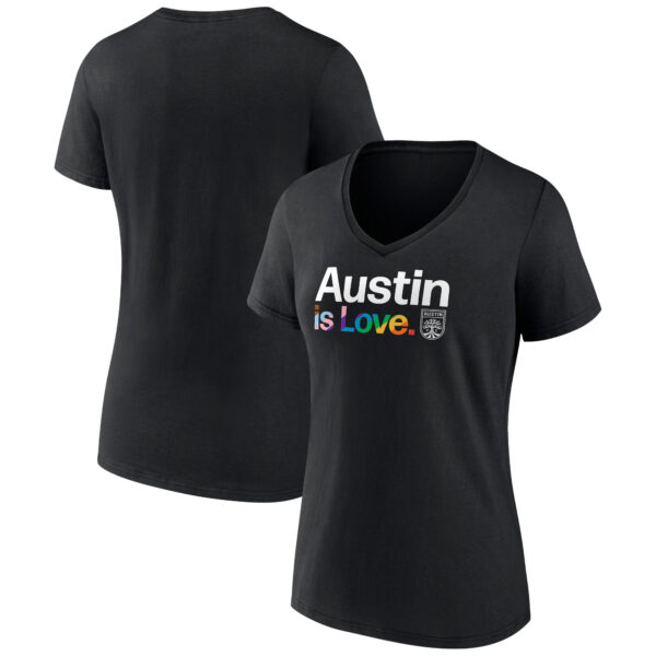 Women's Black Austin FC Team City Pride Logo - V-Neck T-Shirt