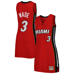 Women's Mitchell & Ness Dwyane Wade Red Miami Heat 2005 Hardwood Classics Name & Number Player Jersey Dress