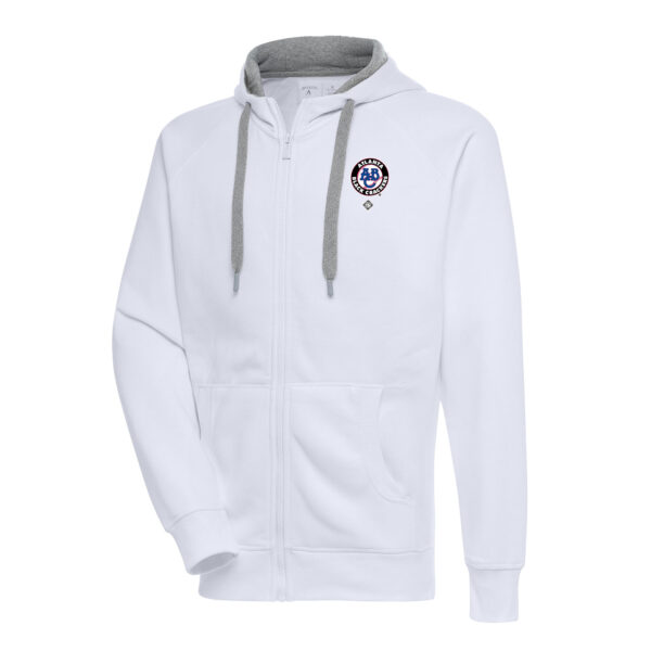 Men's Antigua White Atlanta Black Crackers Victory Full-Zip Hoodie
