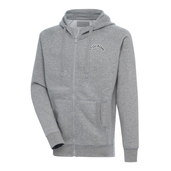 Men's Antigua Heather Gray Seattle Steelheads Victory Full-Zip Hoodie