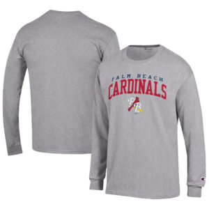 Men's Champion Gray Palm Beach Cardinals Jersey Long Sleeve T-Shirt