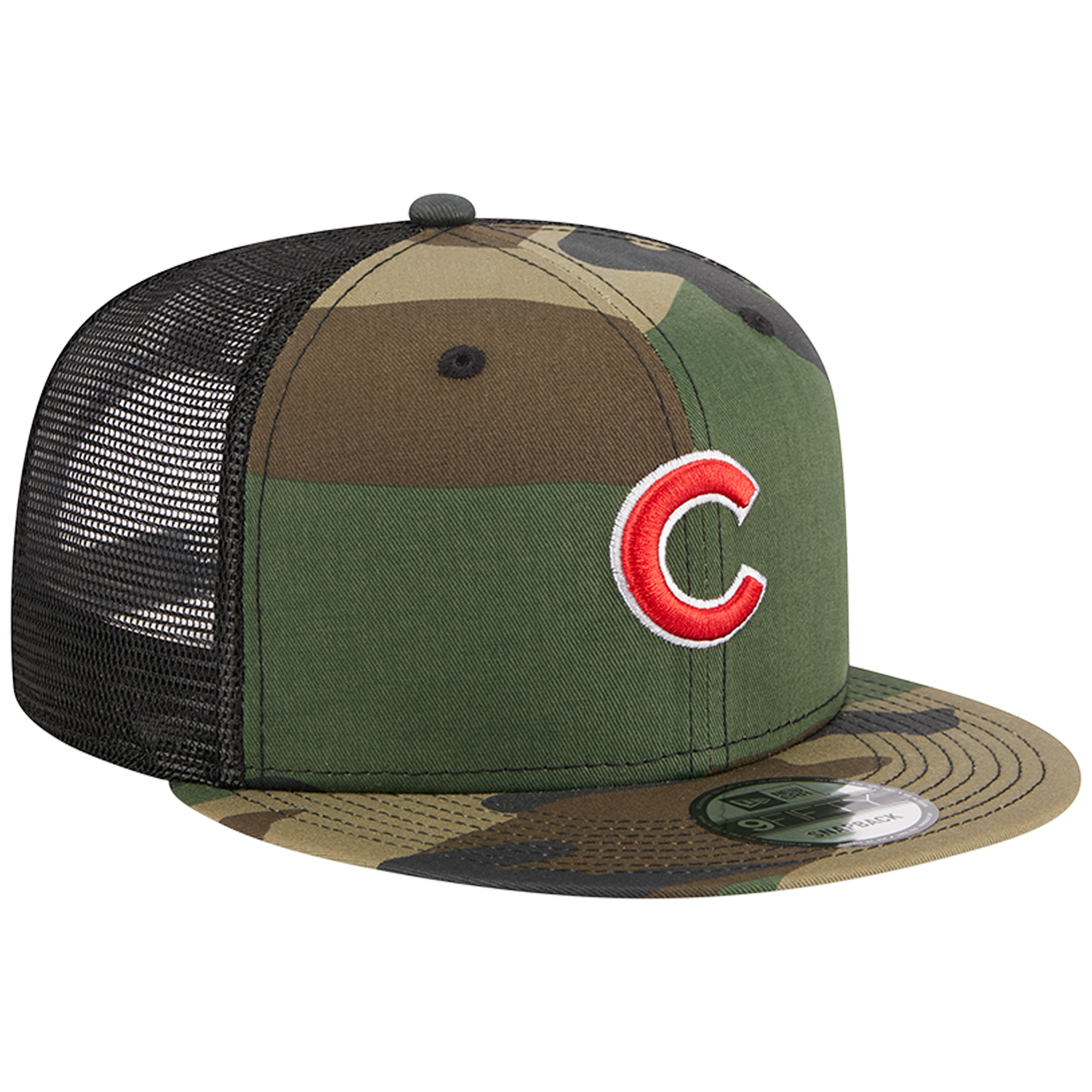Men's New Era Camo Chicago Cubs Woodland Camo Trucker 9FIFTY Snapback Hat - Image 4