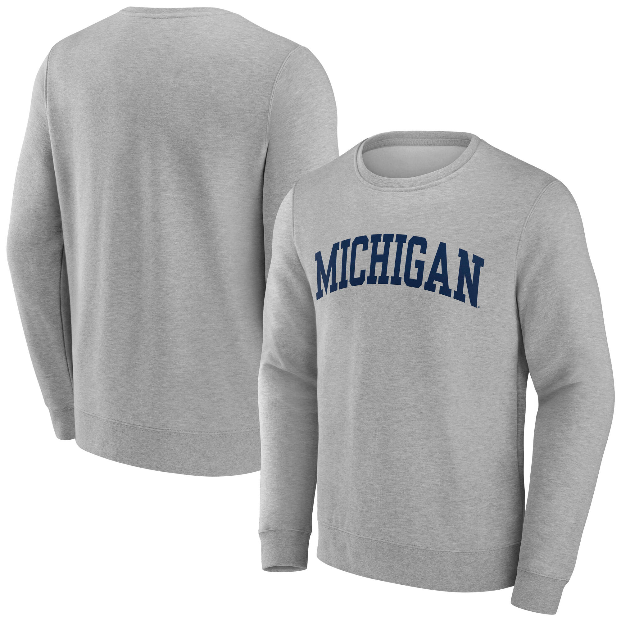 Men's Gray Michigan Wolverines Basic Arch Sweatshirt - Image 3