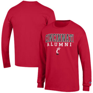Men's Champion  Red Cincinnati Bearcats Alumni Logo Stack Long Sleeve T-Shirt