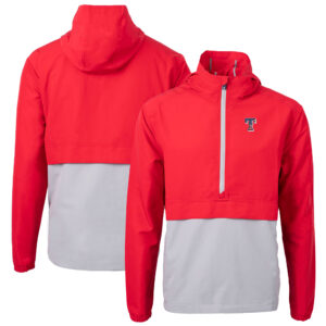 Men's Cutter & Buck  Red/Gray Texas Rangers Americana Logo Charter Eco Knit Recycled Anorak Half-Zip Jacket