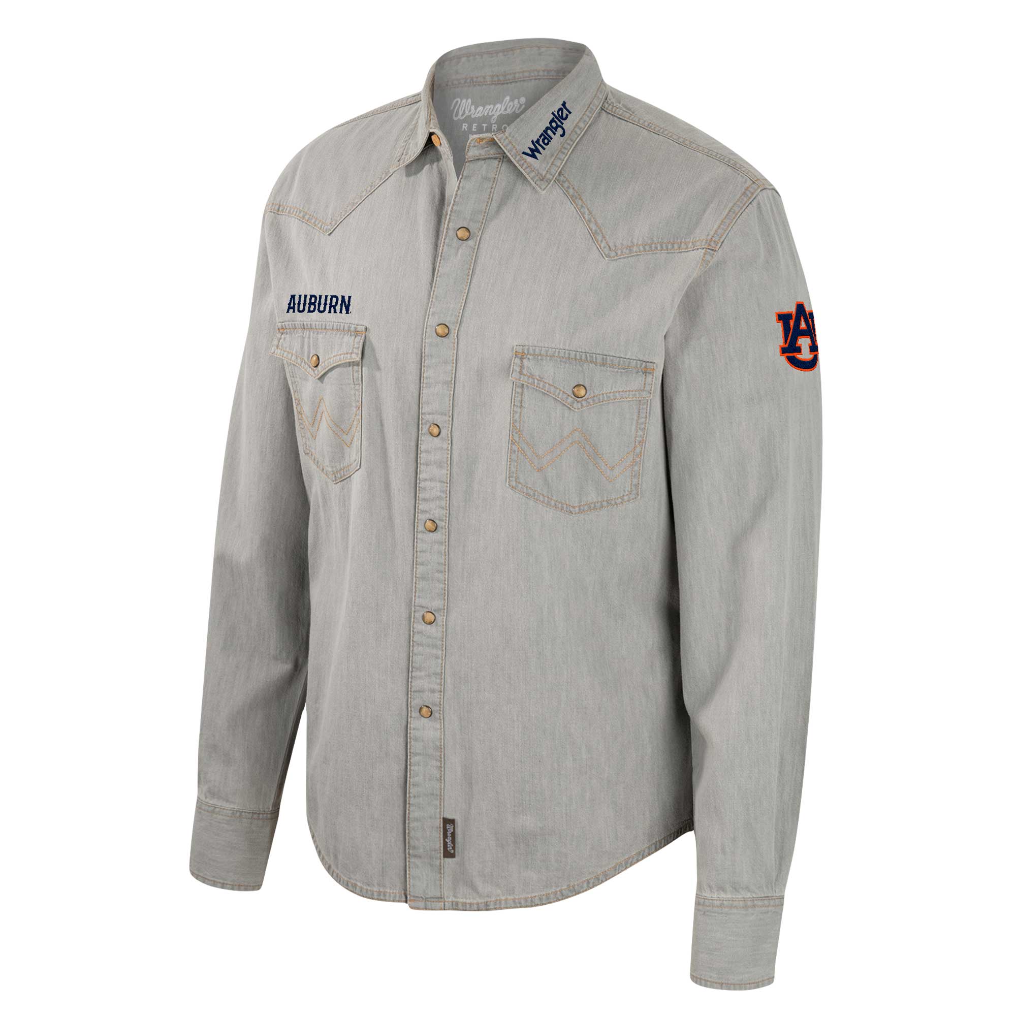 Men's Colosseum x Wrangler Gray Auburn Tigers Cowboy Cut Western Full-Snap Long Sleeve Shirt - Image 6