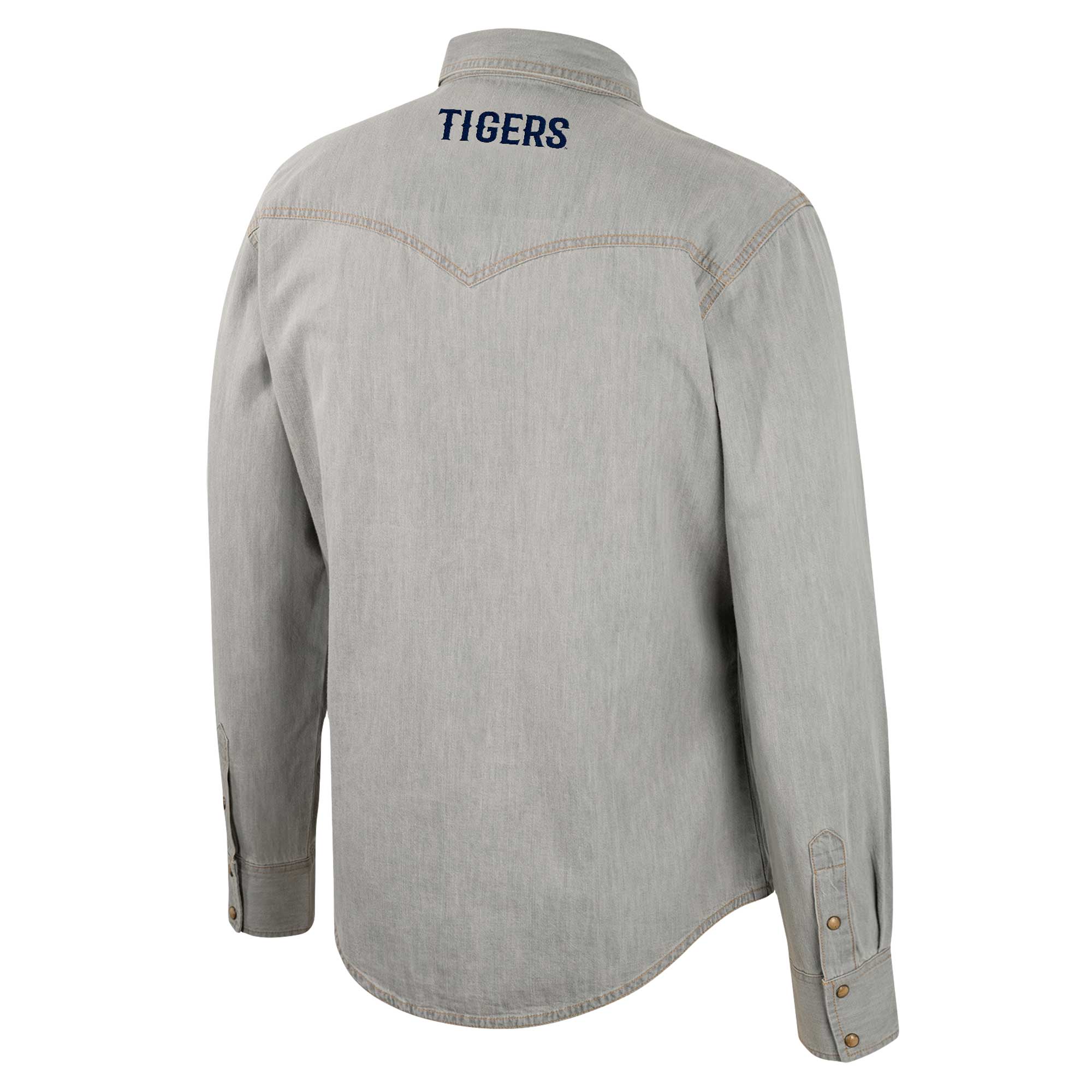 Men's Colosseum x Wrangler Gray Auburn Tigers Cowboy Cut Western Full-Snap Long Sleeve Shirt - Image 4
