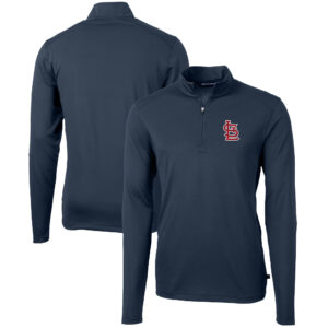 Men's Cutter & Buck  Navy St. Louis Cardinals Virtue Eco Pique Recycled Quarter-Zip Pullover Top
