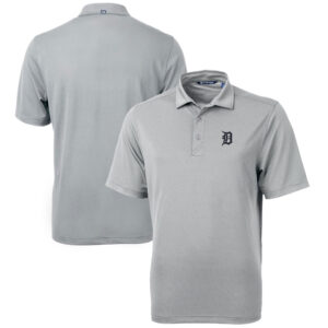 Men's Cutter & Buck  Pewter Detroit Tigers Big & Tall Virtue Eco Pique Recycled Polo