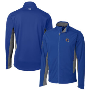 Men's Cutter & Buck  Royal Los Angeles Rams Helmet Navigate Softshell Full-Zip Jacket