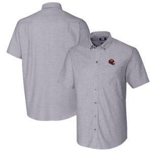 Men's Cutter & Buck  Charcoal Washington Commanders Helmet Short Sleeve Stretch Oxford Button-Down Shirt