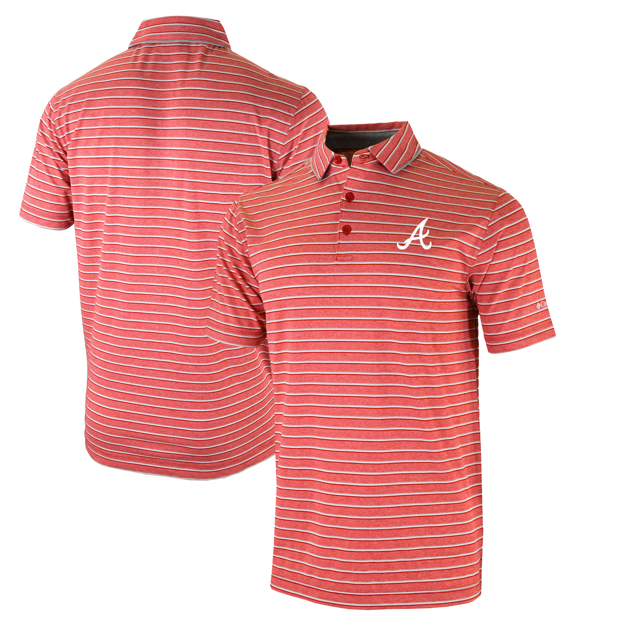 Men's Columbia Red Atlanta Braves Omni-Wick Post Round Polo - Image 2