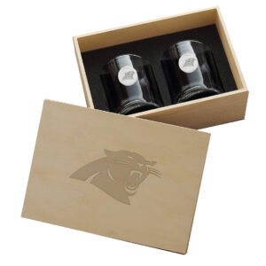 Carolina Panthers Two-Piece Rocks Glass Set with Collector's Box