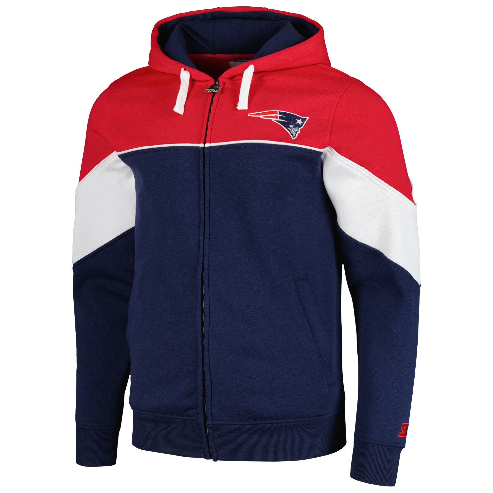 Men's Starter Navy/Red New England Patriots Running Back Full-Zip Hoodie - Image 6