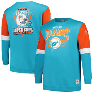 Men's Mitchell & Ness Aqua Miami Dolphins Big & Tall Fleece Pullover Sweatshirt