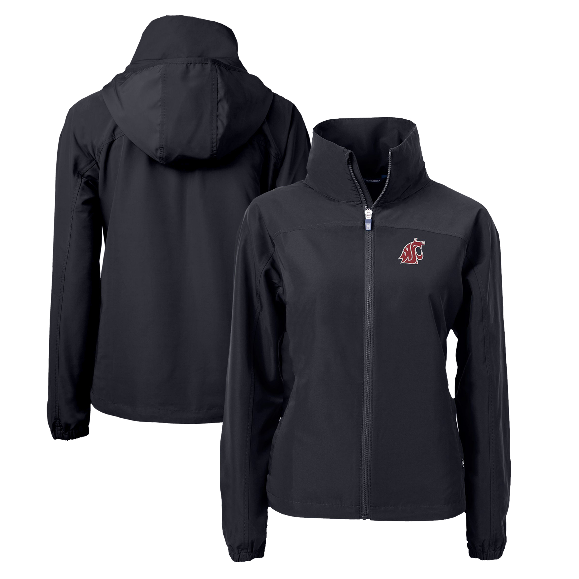 Women's Cutter & Buck Black Washington State Cougars Charter Eco Recycled Full-Zip Jacket - Image 2