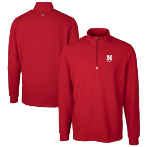Men's Cutter & Buck  Scarlet Nebraska Huskers Alumni Logo Traverse Stretch Quarter-Zip Pullover Top