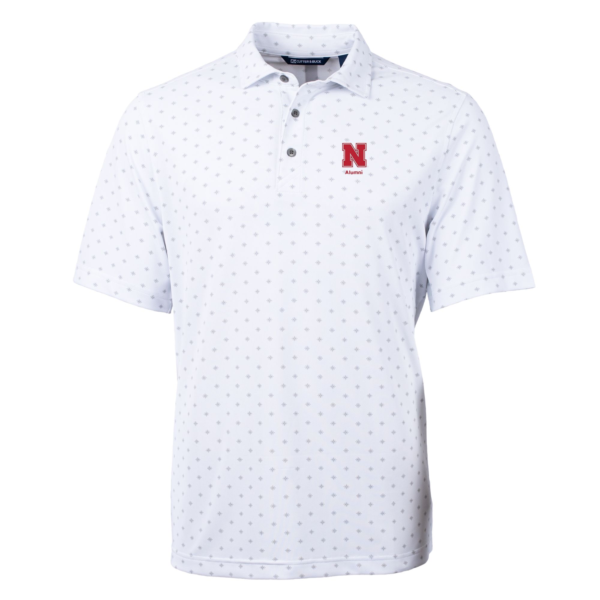 Men's Cutter & Buck White Nebraska Huskers Alumni Logo Virtue Eco Pique Tile Print Recycled Polo - Image 3