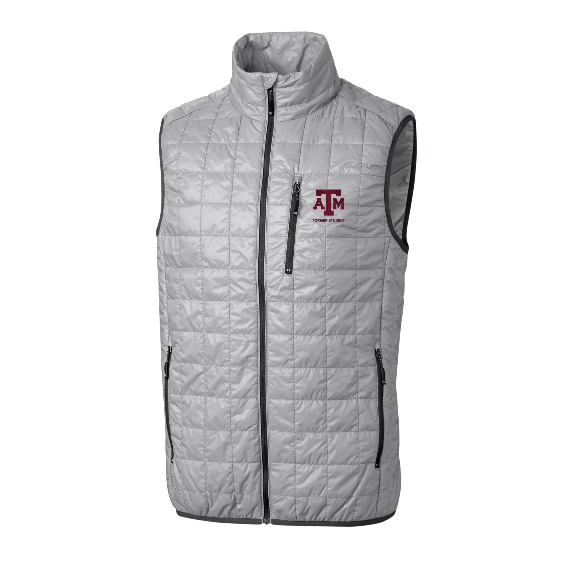 Men's Cutter & Buck Gray Texas A&M Aggies Alumni Logo Rainier PrimaLoft Eco Insulated Full-Zip Puffer Vest - Image 6
