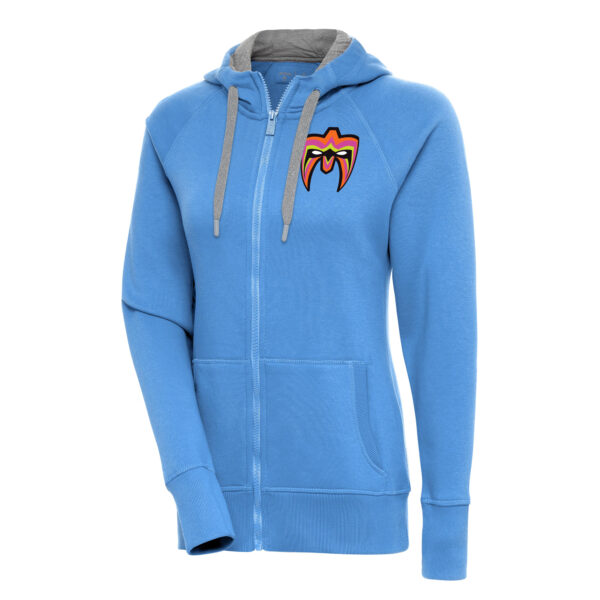 Women's Antigua  Powder Blue The Ultimate Warrior Victory Raglan Full-Zip Hoodie
