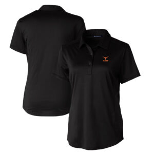 Women's Cutter & Buck  Black Texas Longhorns Alumni DryTec Prospect Textured Stretch Polo
