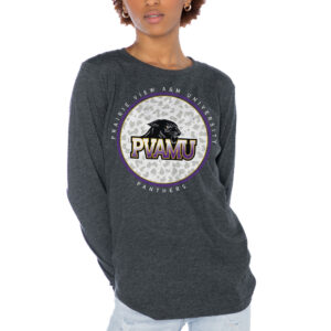 Women's Gameday Couture  Charcoal Prairie View A&M Panthers Circle Graphic Fitted Long Sleeve T-Shirt