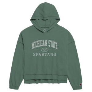 Women's League Collegiate Wear  Forest Green Michigan State Spartans Waffle Long Sleeve Hoodie T-Shirt
